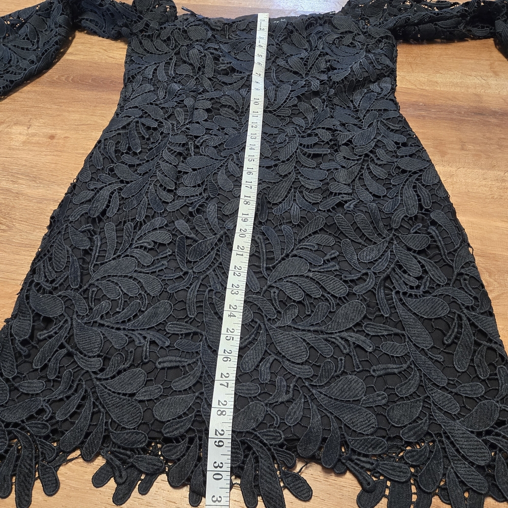 Bardot Black Lace Off-Shoulder Long Sleeve Mini Dress Size 10 Large - Picture 5 of 5